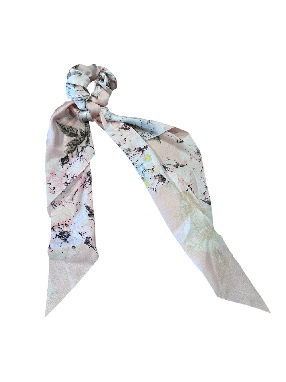 Pastel Pink Hair Scrunchie Accessory with Ribbon Hangings